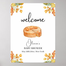 Póster Bienvenidos a Baby Shower Rustic Cutie Pumpkin Pie