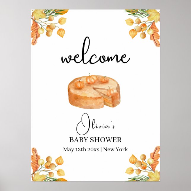 Póster Bienvenidos a Baby Shower Rustic Cutie Pumpkin Pie (Frente)