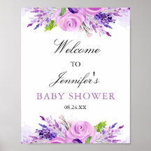Bienvenidos a Baby Shower Rustic Lavender Purple