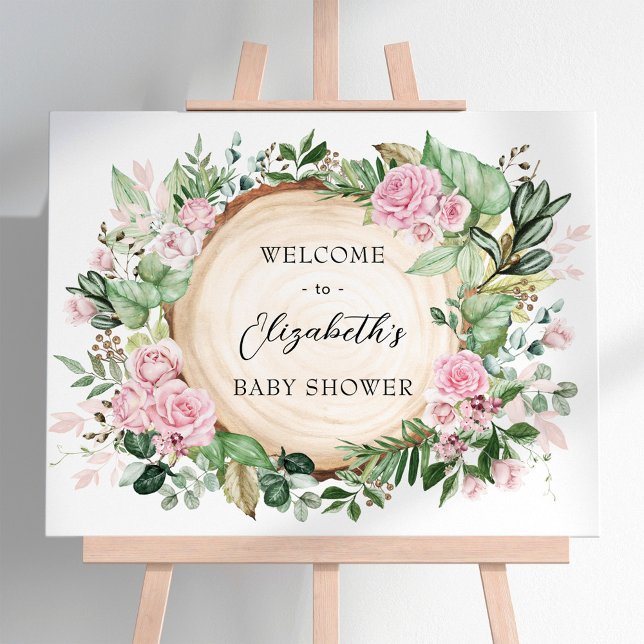 Póster Bienvenidos a Baby Shower Rustic Pink Roses Greene (Subido por el creador)