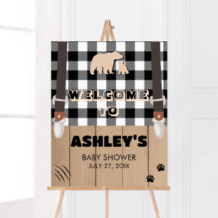 Póster Bienvenidos a Baby Shower Rustic Plaid Lumberjack