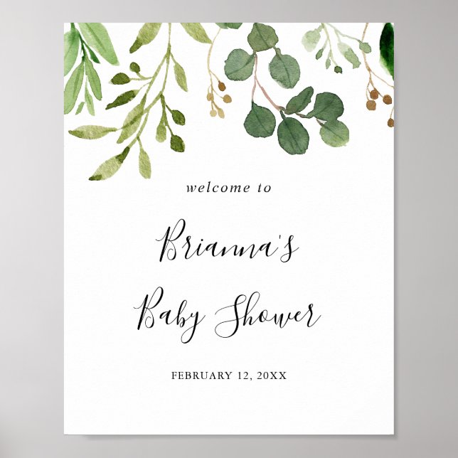 Póster Bienvenidos a Baby Shower Simple Brown Floral en E (Frente)