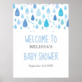 Póster Bienvenidos a Baby Shower/Sprinkle Blue Raindrop