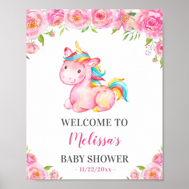 Póster Bienvenidos a Baby Shower Sprinkle, Chica Rosa de  (Frente)