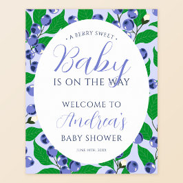 Póster Bienvenidos a Baby Shower Sweet Blueberry Blue