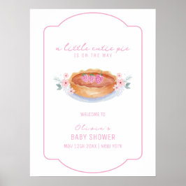 Póster Bienvenidos a Baby Shower Sweet Floral Pie Raspber