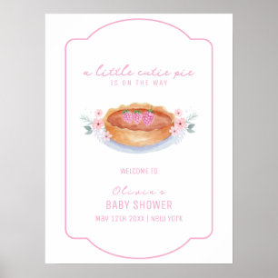Póster Bienvenidos a Baby Shower Sweet Floral Pie Raspber