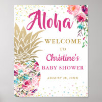Bienvenidos a Baby Shower Tropical Pineapple Pink 
