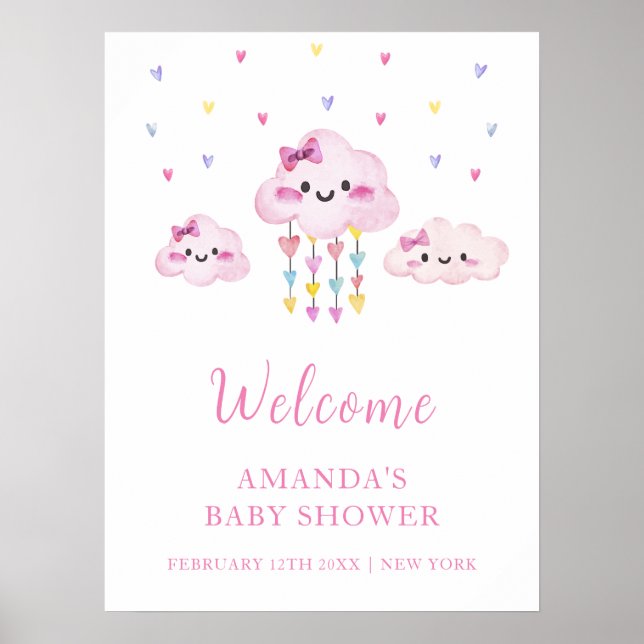 Póster Bienvenidos a Baby Shower, un lugar de lluvia colo (Frente)