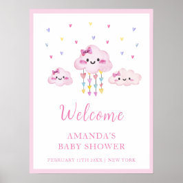 Póster Bienvenidos a Baby Shower, un lugar de lluvia colo