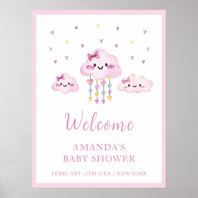 Póster Bienvenidos a Baby Shower, un lugar de lluvia colo (Frente)