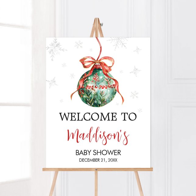 Póster Bienvenidos a Baby Shower, un pequeño Navidad moro (Merry Little Christmas Ornaments Baby Shower Welcoem Sign )