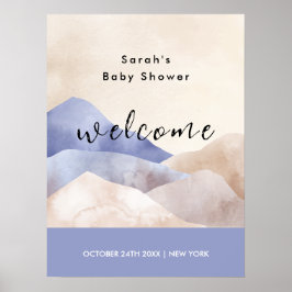 Póster Bienvenidos a Baby Shower Watercolor Mountain Mode