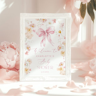Póster Bienvenidos a Baby Shower Wildflower Pink Bow