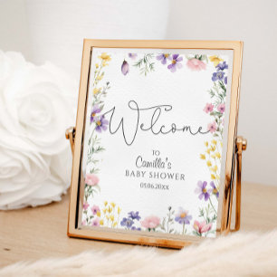 Póster Bienvenidos a Baby Shower Wildflowers