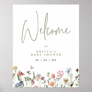 Póster Bienvenidos a Baby Shower Wildflowers