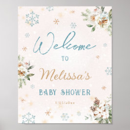 Póster Bienvenidos a Baby Shower Winter Wonderland Snowfl