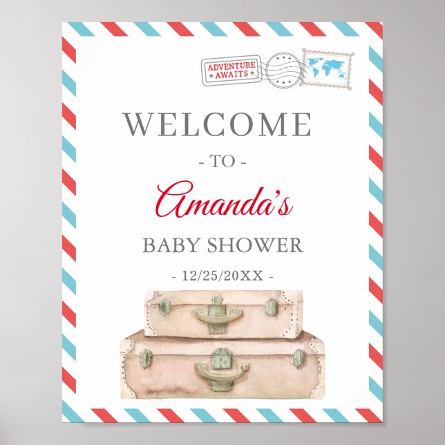 Póster Bienvenidos a Baby Shower World Travel Adventure N (Frente)