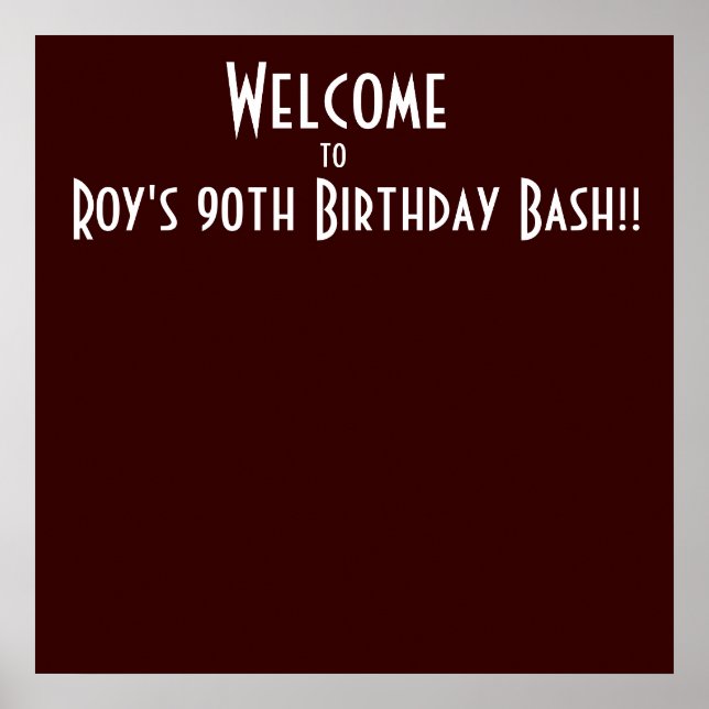 Póster ¡Bienvenidos a, Bash de Cumpleaños 90 de Roy! (Frente)