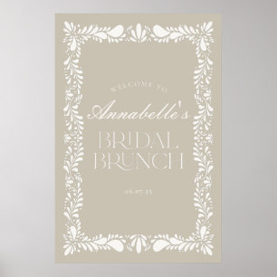 Póster Bienvenidos a Beige Talavera Tile Fiesta Bridal Br