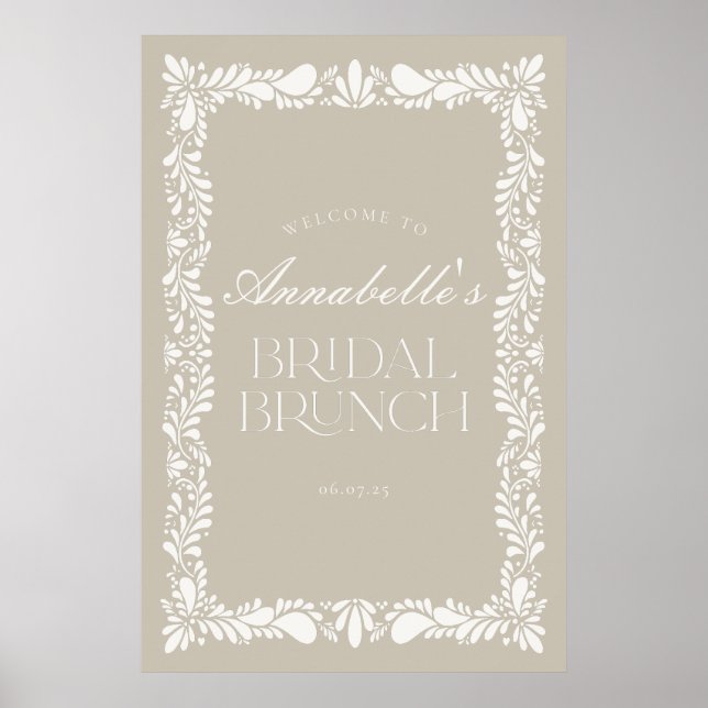 Póster Bienvenidos a Beige Talavera Tile Fiesta Bridal Br (Frente)
