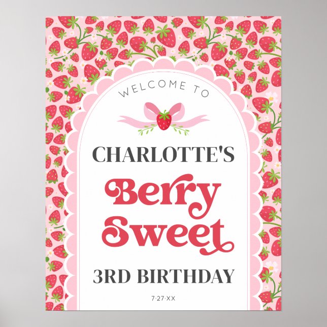 Póster Bienvenidos a Berry Sweet Birthday 16x20 (Frente)