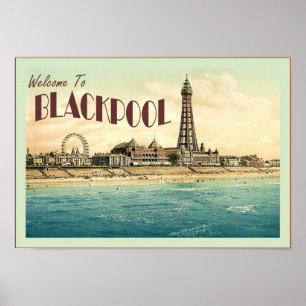 Póster Bienvenidos A Blackpool ~ Poster De Viajes De Vint