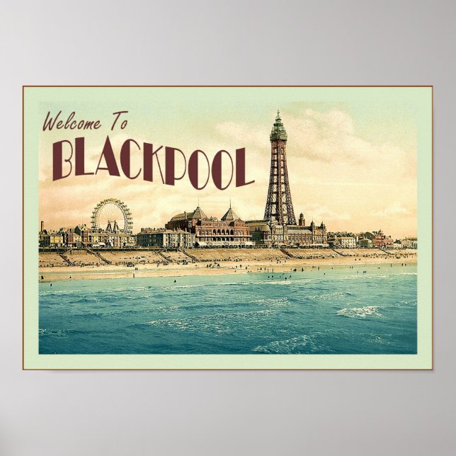 Póster Bienvenidos A Blackpool ~ Poster De Viajes De Vint (Frente)
