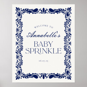 Póster Bienvenidos a Blue Talavera Tile Fiesta Baby Sprin