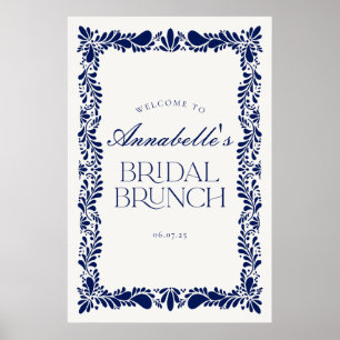 Póster Bienvenidos a Blue Talavera Tile Fiesta Bridal Bru
