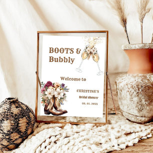 Póster Bienvenidos a Boots & Bubbly Boho western Bridal S