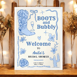 Póster Bienvenidos a Boots y Bubbly Western Bridal Shower