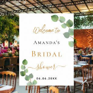 Póster Bienvenidos a Bridal Shower eucalyptus verde