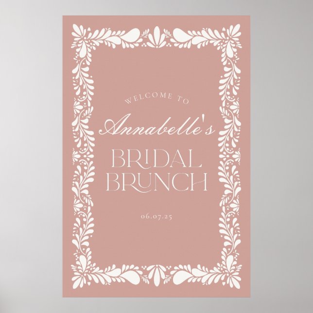 Póster Bienvenidos a Brunch Bridal de Tile Pink Talavera  (Frente)