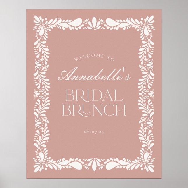 Póster Bienvenidos a Brunch Bridal de Tile Pink Talavera  (Frente)