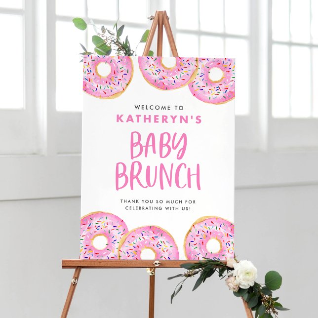 Póster Bienvenidos a Brunch con Bebé y salpicaduras rosad (Subido por el creador)