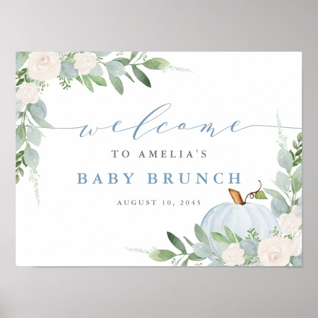 Póster Bienvenidos a Brunch de bebé de la toalla azul de  (Frente)