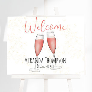 Póster Bienvenidos a Brunch y a Bubbly Bridal Shower Cham