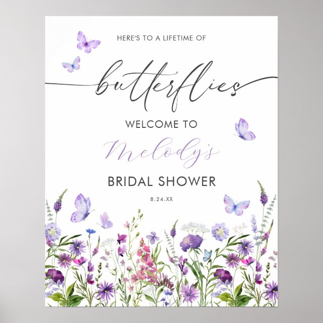 Póster Bienvenidos a Butfly Wildflower Bridal Shower (Frente)