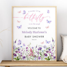 Póster Bienvenidos a Butterfly Wildflower Baby Shower 16x