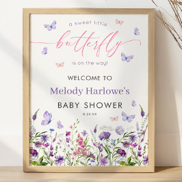 Póster Bienvenidos a Butterfly Wildflower Baby Shower 18x