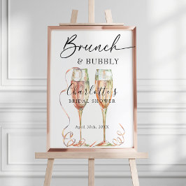 Póster Bienvenidos a Champán Brunch & Bubbly Bridal Showe