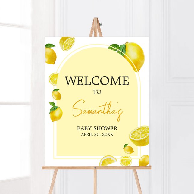Póster Bienvenidos a Citrus Lemon Baby Shower (Sweet Little One Citrus Baby Shower Welcome Sign)