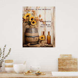 Póster Bienvenidos a Country Western Sunflowers Whiskey B
