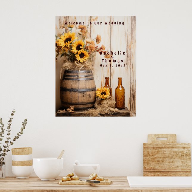 Póster Bienvenidos a Country Western Sunflowers Whiskey B (Cocina)