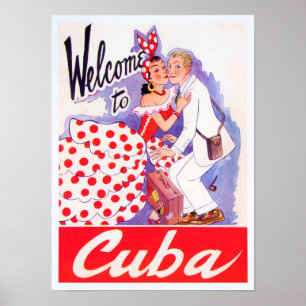 Póster Bienvenidos a Cuba poster de viajes vintage