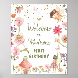 Póster Bienvenidos a cumpleaños con encanto Chica foresta
