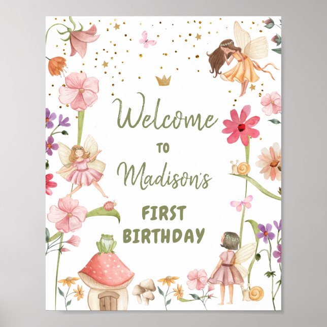 Póster Bienvenidos a cumpleaños con encanto Chica foresta (Frente)