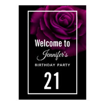 Bienvenidos a cumpleaños de la flor rosa morada gó