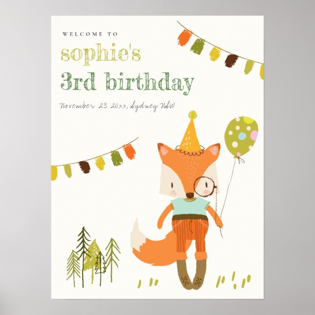 Póster Bienvenidos a cumpleaños, Fiesta de la diversión d (Frente)